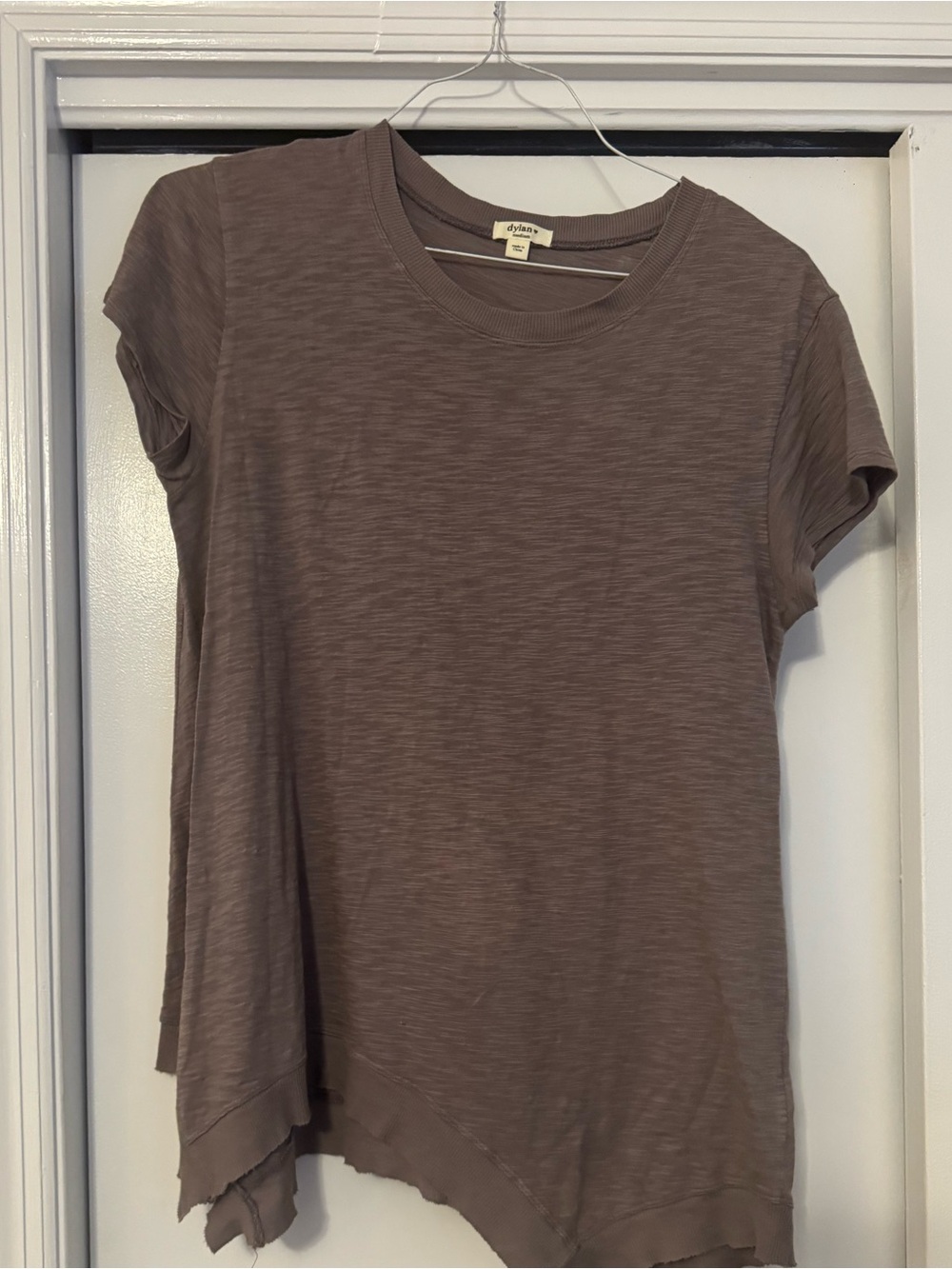 dylan Taupe Short Sleeve Split-Hem Tee